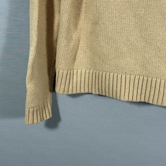 J Crew Sweater Womens Medium Pullover Tan Pink Stripe Cotton Wool Blend Turtle - Picture 3 of 7